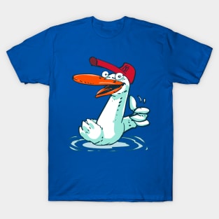 funny duck on the lake sweet cartoon T-Shirt